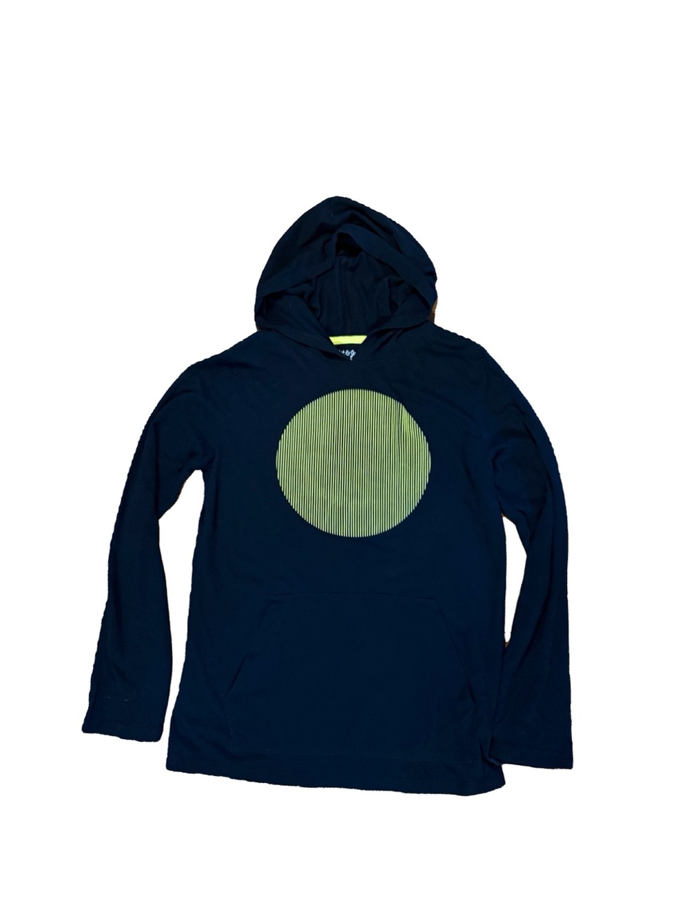 Cat & Jack BlackPullover Hoodie with Yellow Illusion Circle Graphic Youth Large